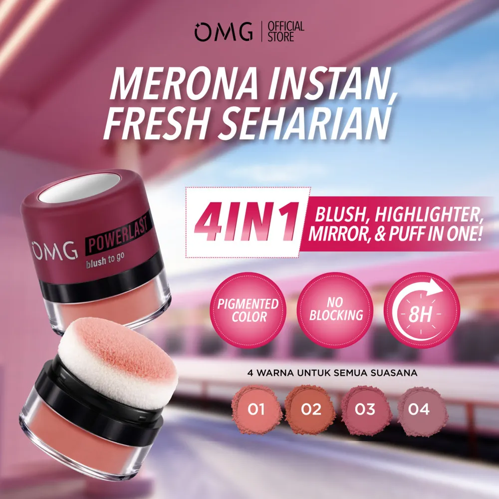 OMG OH MY GLAM POWERLAST blush to go - Make Up - Blush On - Pigmented - Tahan Hingga 8 Jam