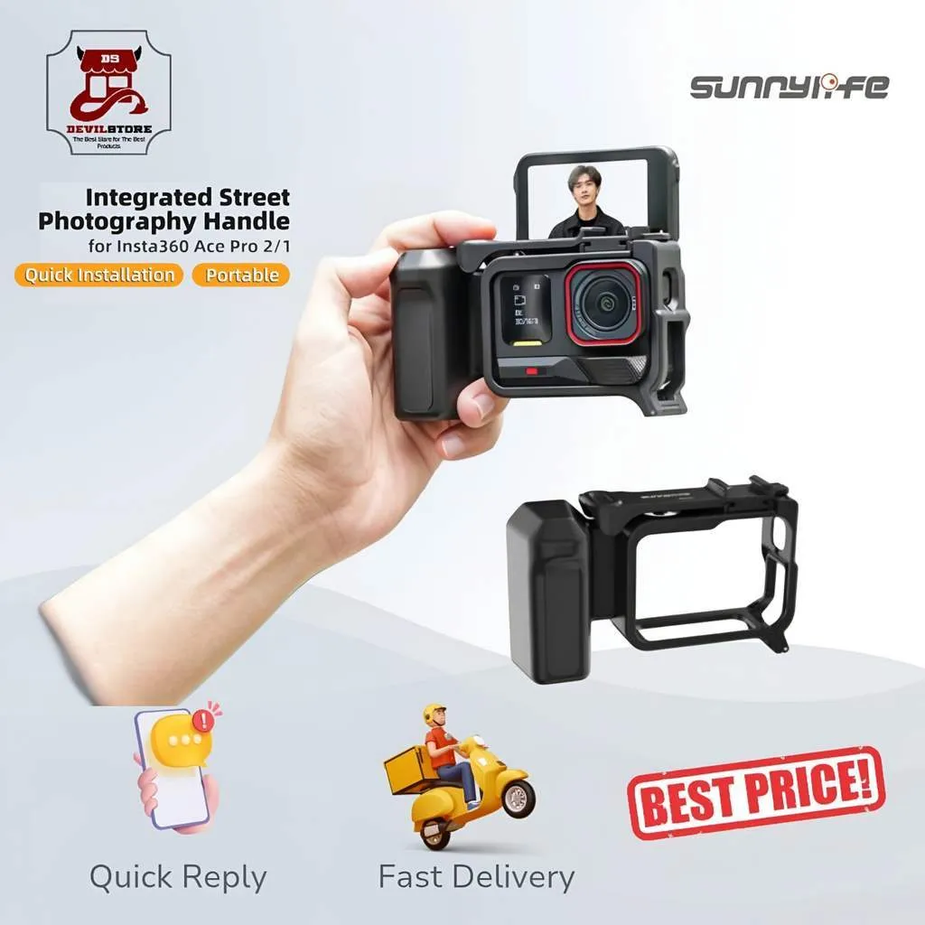 Sunnylife Street Photography Handle Hand Grip Quick Release Shutter Handle for Insta360 Ace Pro 2/1