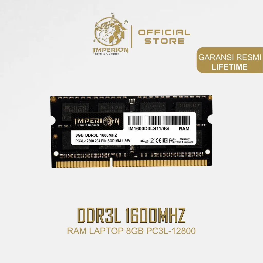 RAM IMPERION DDR3L 8GB 1600 MHz PC12800 1Rx8 / 2Rx8 RAM LAPTOP SODIMM (108E1 / 108)