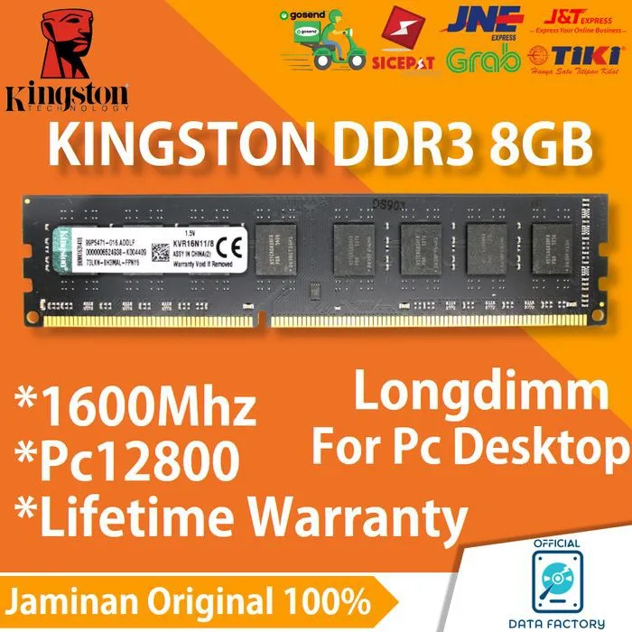 RAM KINGSTON DDR3 8GB PC MEMORY PC-12800 / 1600MHZ LONGDIMM DDR 3 8 GB