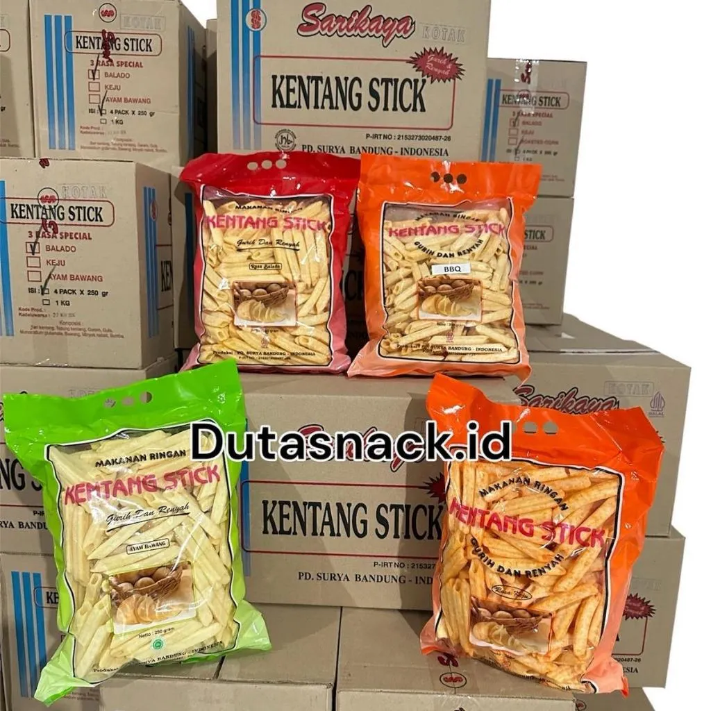 1 karton STICK KENTANG PREMIUM sarikaya isi 4 karung - gurih by dutasnack.id