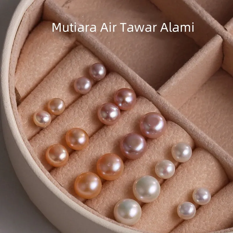 Anting Mutiara Alami  999 Anting Perak  Anti Noda Anti Alergi Aksesori Perhiasan Fashion free box