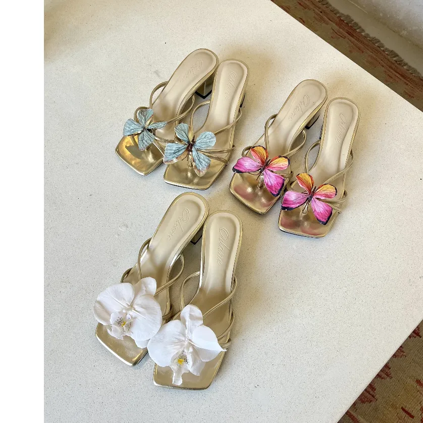 Orlane Chloe Gold Block Heels | Butterfly Heels | Sepatu Hak Kupu Kupu Wanita | Acara Pesta Wedding