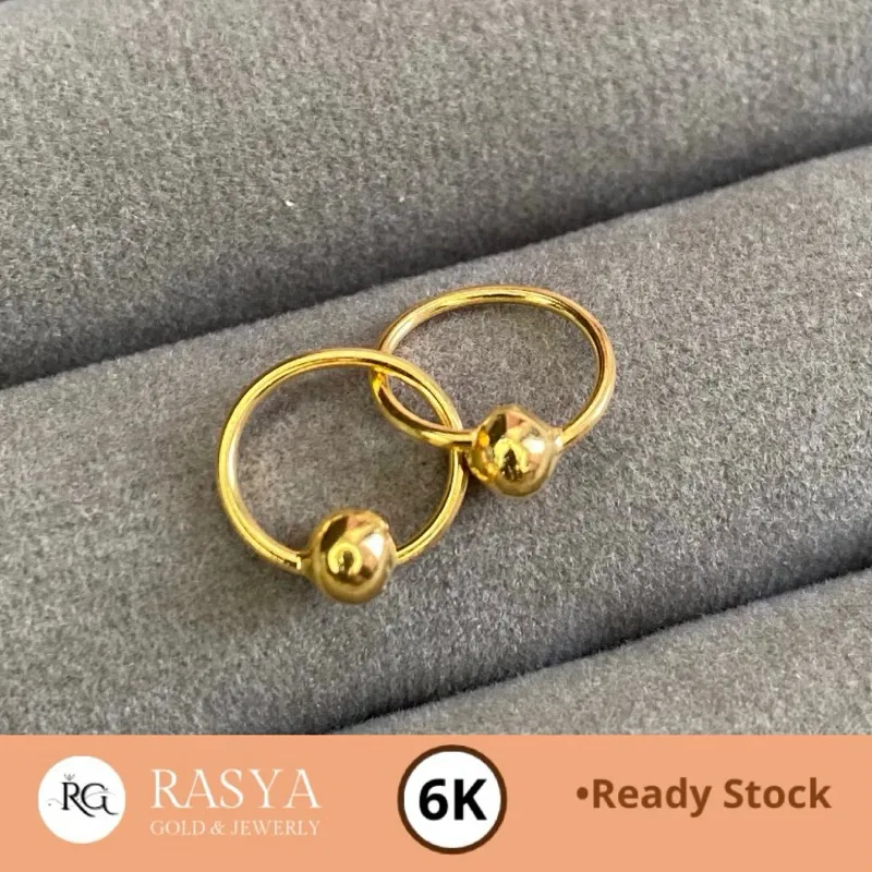 Anting Emas Mrican Baby Kadar 300 / 6K Anting Dakocan Anak Bayi Polos 0.25 gr
