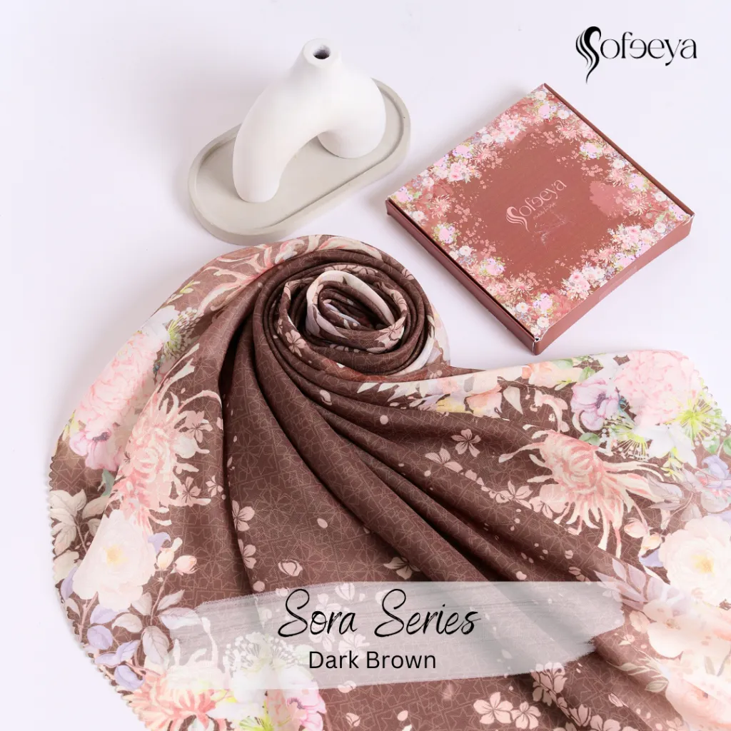 SOFEEYA - Hampers Hijab Segi Empat Kerudung Voal Printing Motif Sora Series Soft Box Jilbab Ukuran 110 x 110 cm Kerudung Hadiah Kado Souvenir Lebaran Ulang Tahun