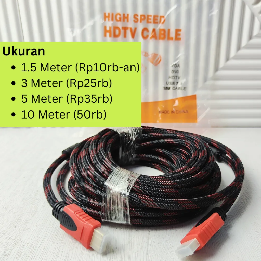 Kabel HDMI 1.5 Meter / 3 Meter / 5 Meter / 10 Meter / 15 Meter / 20 Meter / 25 Meter / 30 Meter - 1.4 Gold Plated - High Quality - Stable Trasmission