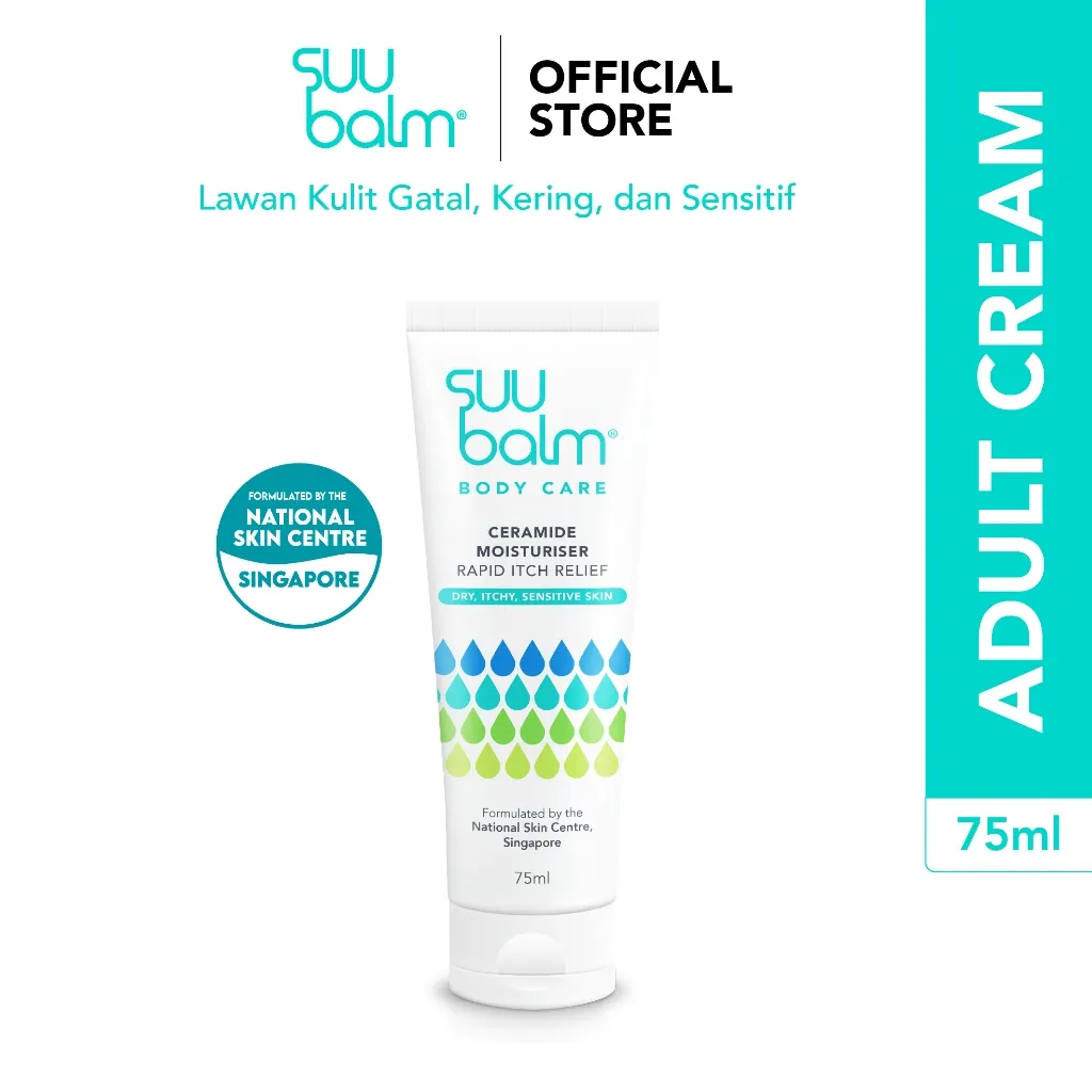 Suu Balm Adult Lotion (75ml) - Pelembab Tubuh untuk Kulit Kering, Sensitif & Rentan Eksim | Dermatology Tested Skincare BPOM | Aman untuk Ibu Hamil & Menyusui | Mengandung 5X Skin Identical Ceramide | Lawan Gatal dalam 5 Menit | No Steroid