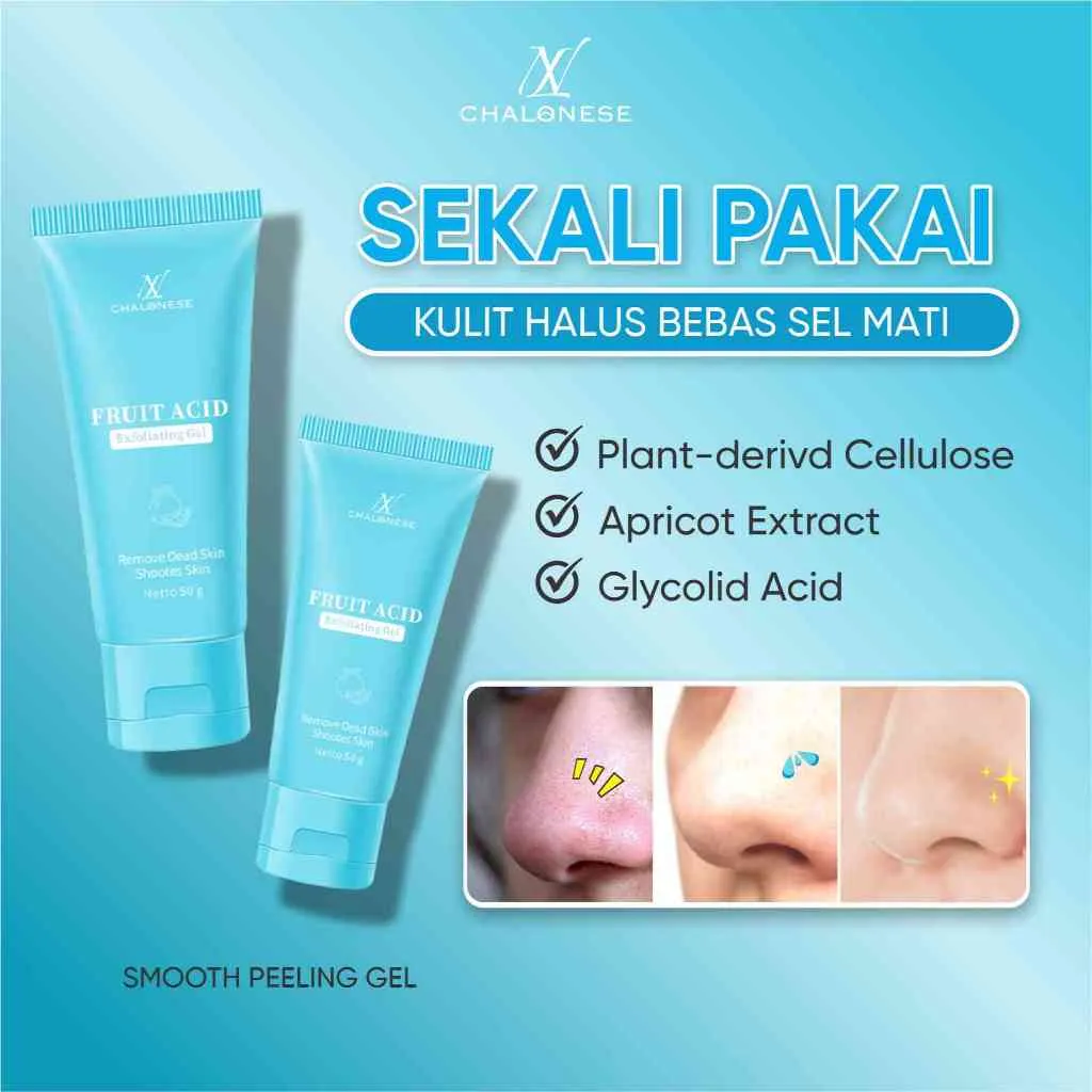 [CHALONESE] Exfoliating Gel - Exfoliasi Wajah Dengan Lembut Halus  Mengangkat Sel Kulit Mati Dan Kotoran Pada Wajah