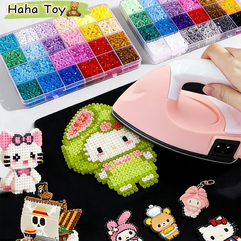 HAHA TOY Set DIY Hama Beads Perler Kerajinan Tangan Anak 2000Pcs Manik-Manik Sekering Kits Perempuan
