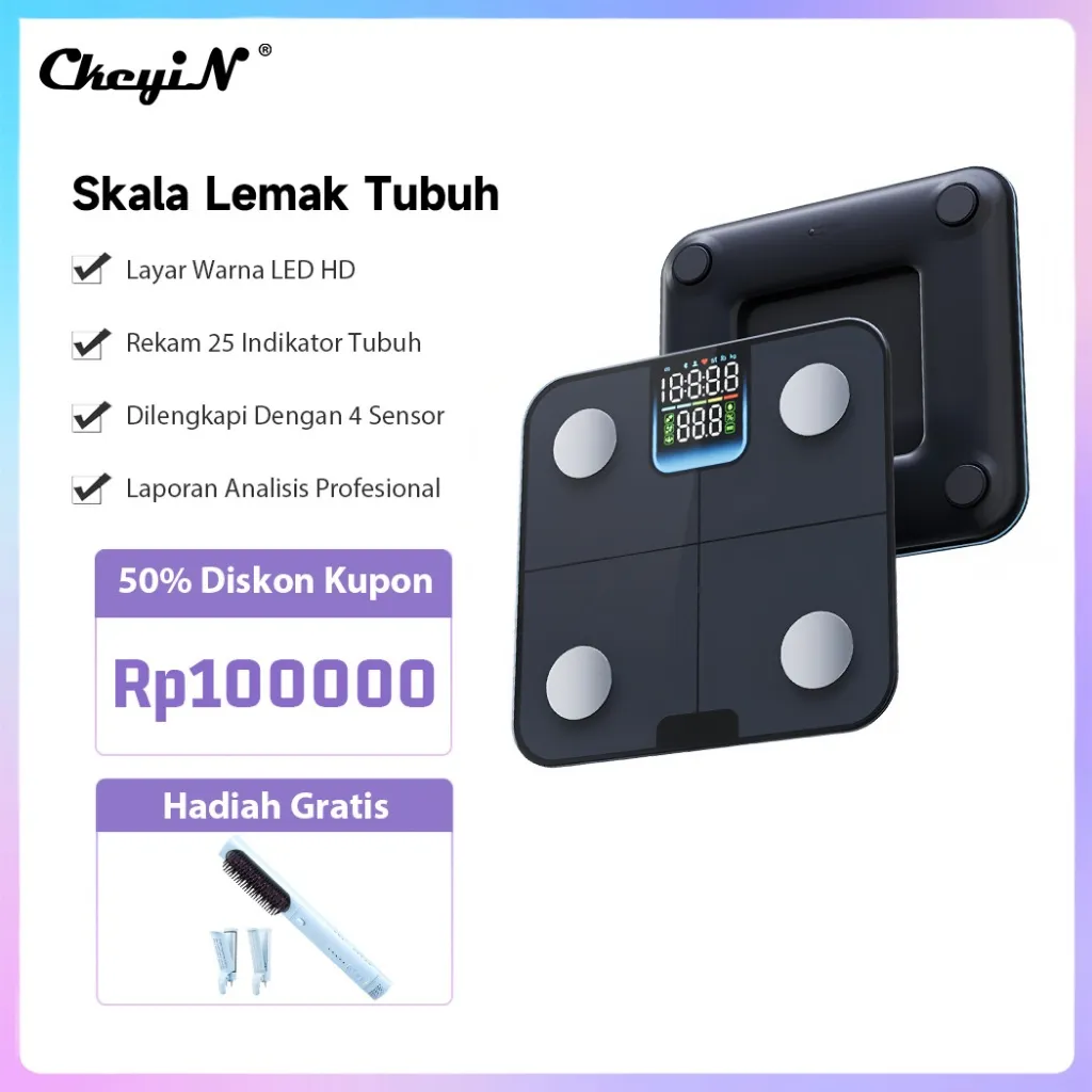 CkeyiN Skala Lemak Tubuh Timbangan Badan Digital Smart Weight Scale Body Scale Smart Scale Analyzer