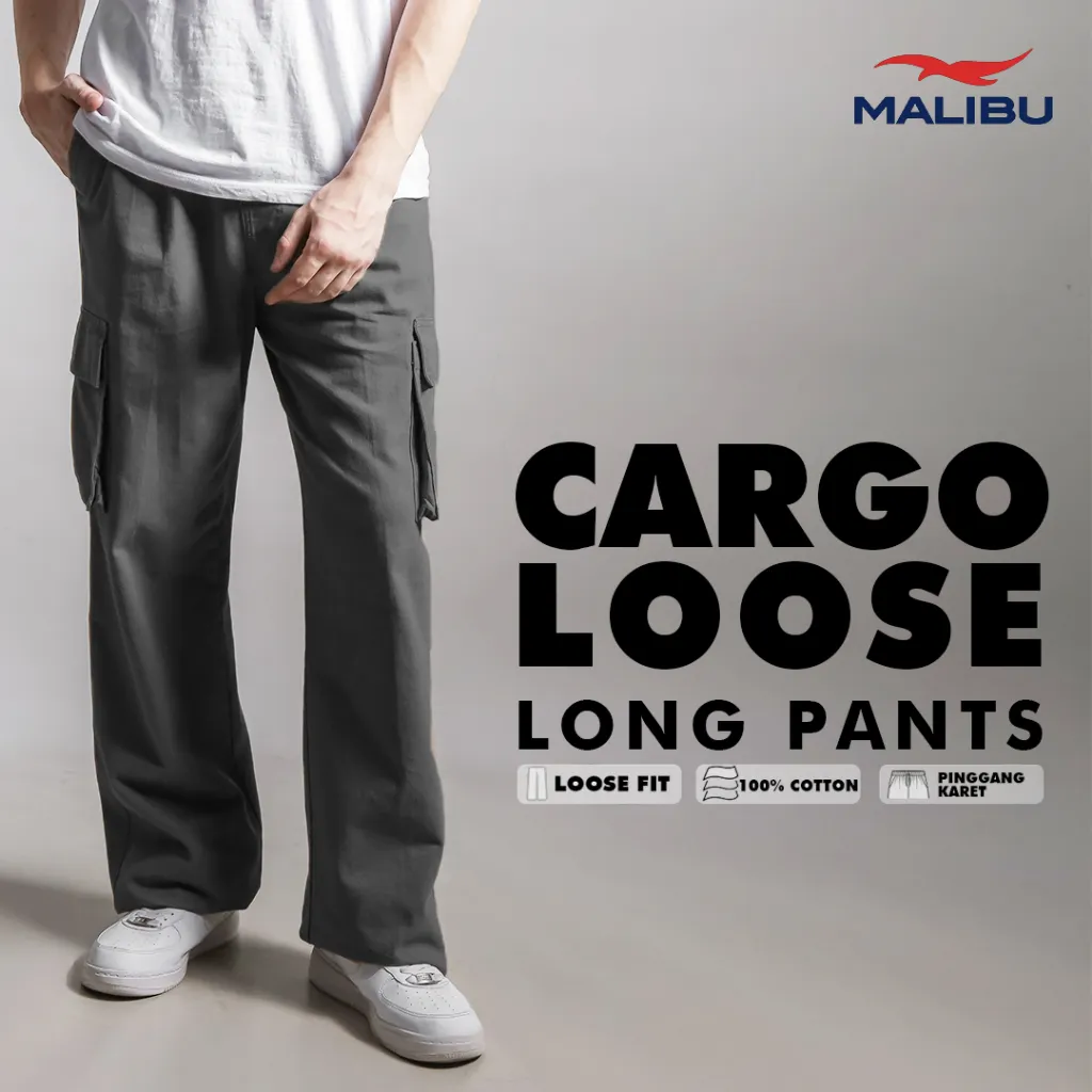 Malibu Celana Cargo Loose Long Pants Katun Twill Tebal Pria - Seri 1