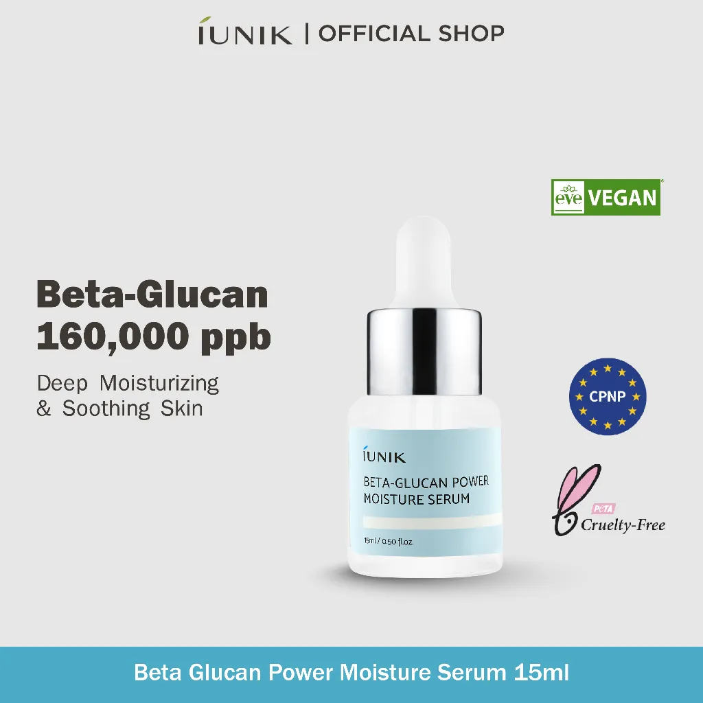 IUNIK Beta-Glucan Power Moisture Serum 15ml | 40% Beta-Glucan Improve Skin Barrier and Hydration
