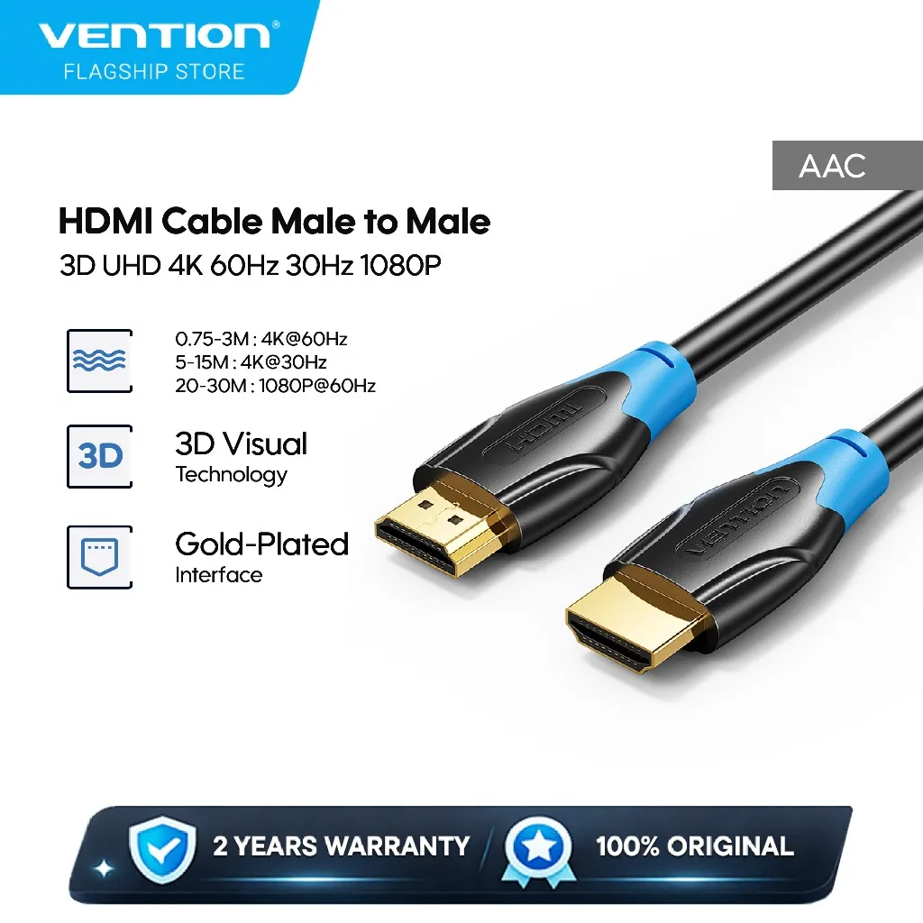 Vention Kabel HDMI Cable 3D UHD 4K 60Hz 30Hz 1080P PVC Material 1M 2M 3M 5M 8M 10M - AAC