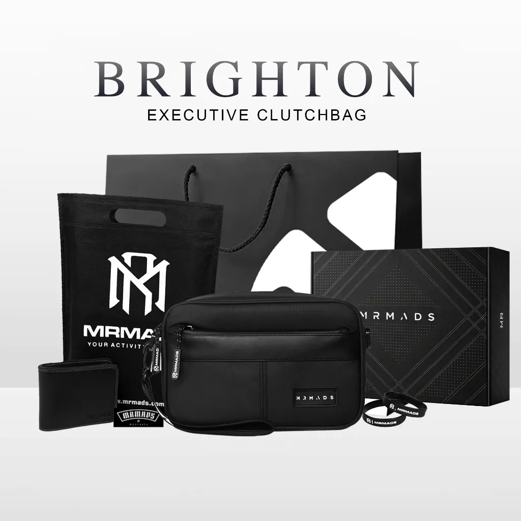 Mr Mads - Sling Bag Pria BRIGHTON Clutch Bag Multyfungsi 3 in 1 Hand Bag Cowok Waterproof Tas Tangan Anti Air Sling Bag Kulit Waistbag