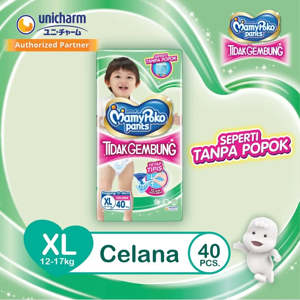 MamyPoko Pants X-tra Kering Slim Tidak Gembung - XL 40 - Popok Celana