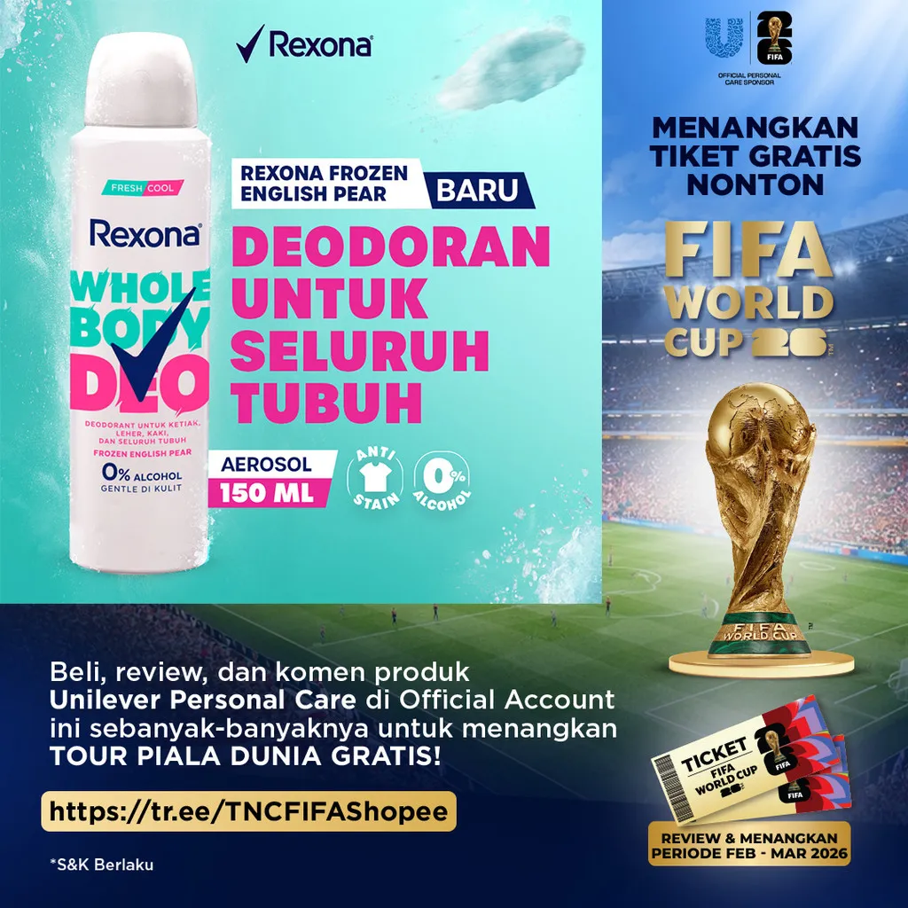 REXONA WOMEN AEROSOL DEODORANT SPRAY SELURUH TUBUH FROZEN ENGLISH PEAR 150ML