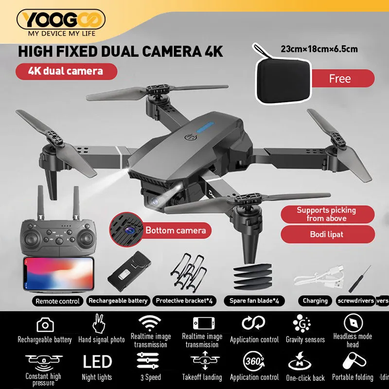 E88 Pro Drone/E99 Pro Drone Anti Tabrak Drone Mini Dengan Kamera HD Drone Smart Drone E88 Pro 4K/E99 Drone Pro2 4K HD Dual Camera Shoot