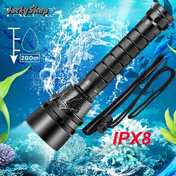 Senter Selam 5 LED T6 Powerful Super bright led Scuba Diving Flashlight 200m Underwater Diving Torch IPX-8 Dive Light