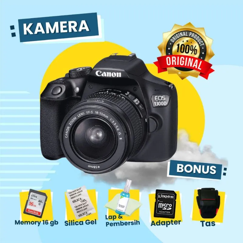 CANON EOS 1300D Kit Body Only Kamera DSLR Second Wifi Bekas Garansi MURAH Bekas Terbaik Siap Pakai