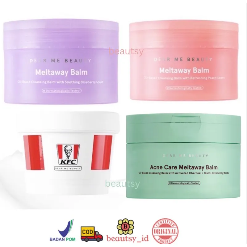 Dear Me Beauty 30 Seconds Meltaway Cleansing Balm Blueberry Peach KFC Papaya Acne 100g Original - Pembersih Wajah Make Up Remover