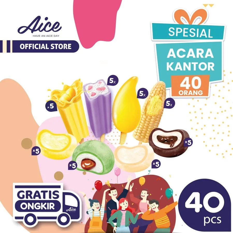 Aice Ice Cream Paket Special Acara Kantor Es Krim Eskrim 40 pcs