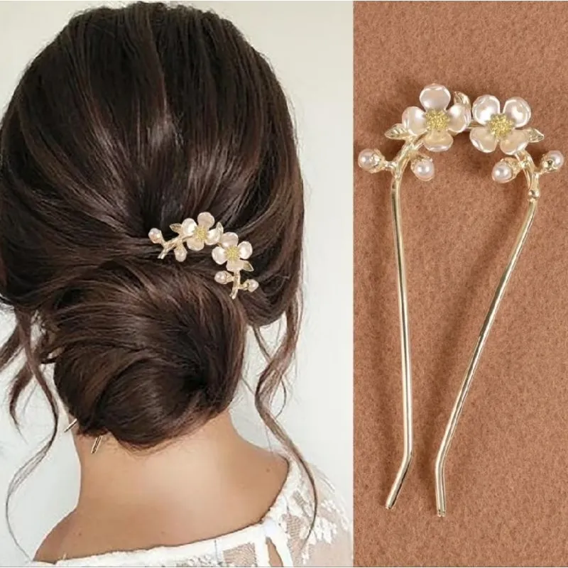 Sirkam Rambut Mutiara Wanita Elegan Tusuk Konde Sanggul Hiasan Sanggul Manik