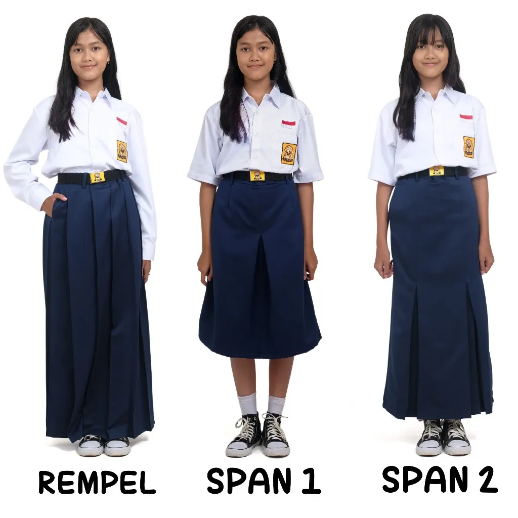 ROK SERAGAM SEKOLAH ROK PANJANG SMP MTs 3MODEL WARNA BIRU SMP BAHAN PREMIUM TEBAL LEMBUT NYAMAN