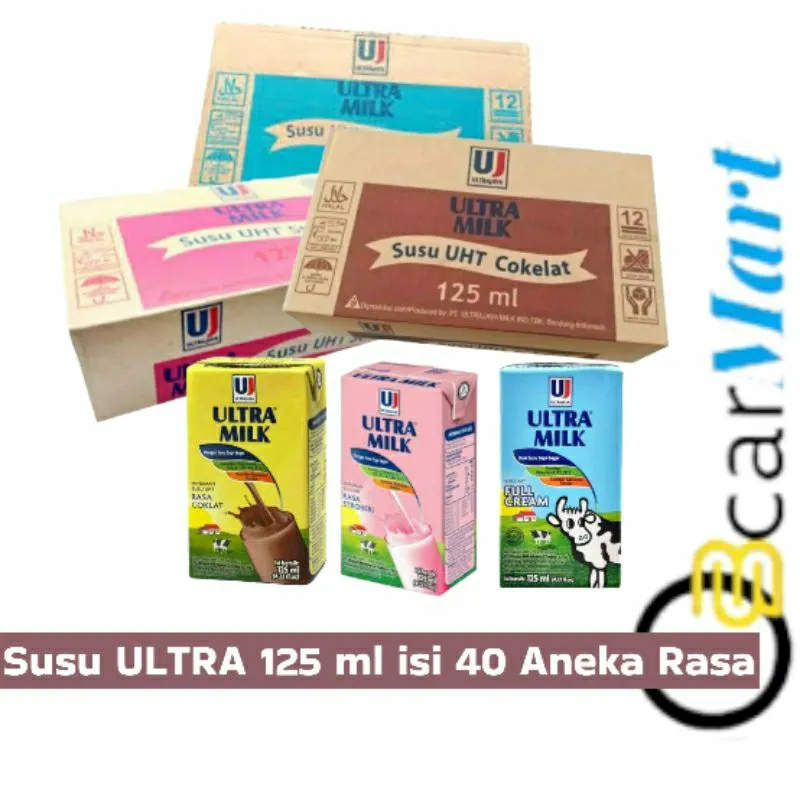 Susu ULTRA MILK 125ml 1 Dus Susu Kotak UHT Full cream Rasa Strawberry Coklat Stroberi