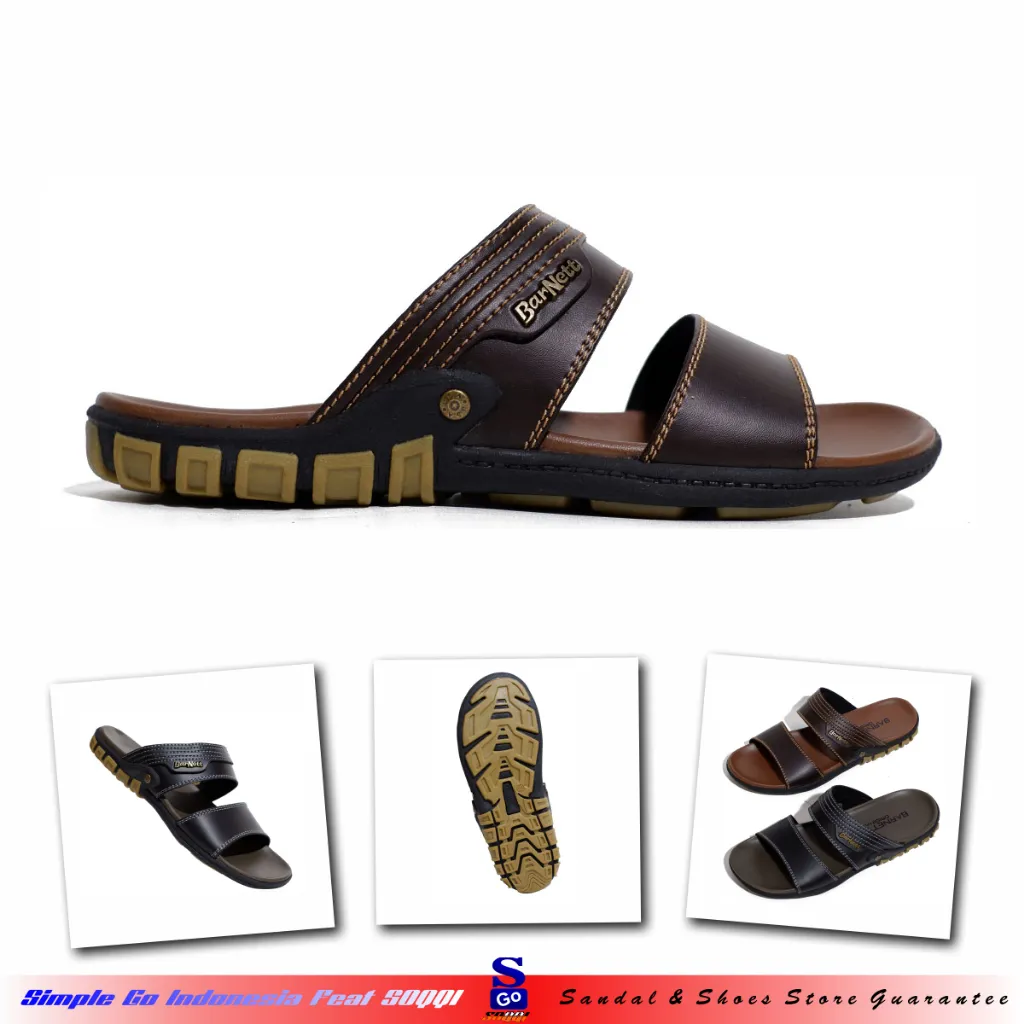 Barnett Reno Max Scorpio Sendal Selop Pria Casual Kulit Sintetis Original Sandal Slop Cowok 39-43