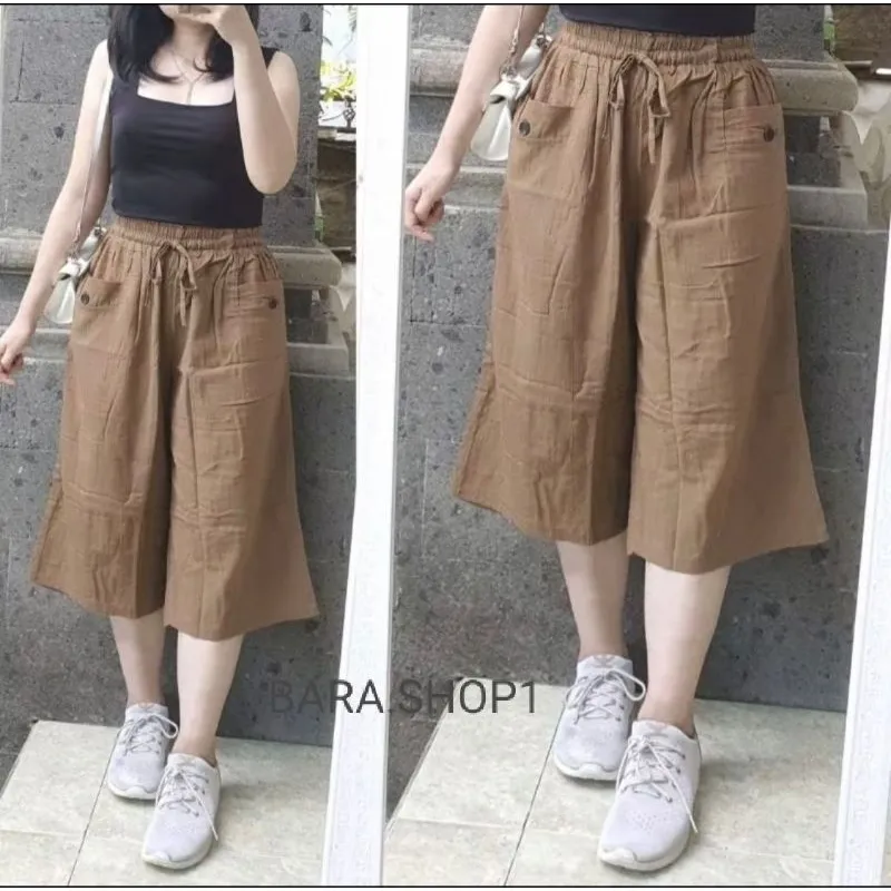CELANA SANTAI 7/8 WANITA /CELANA KULOT SANTAI SEHARI HARI /CELANA KULOT NYAMAN /REKOMENDASI CELANA NYAMAN LEMBUT/ CELANA 7/8 LINEN TERBARU