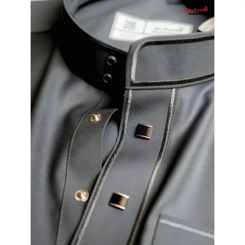 AL Haramain Jubah / Gamis Pria Dewasa Bordir Premium Series | coksu | Biru Keabuan | biru muda| coklat