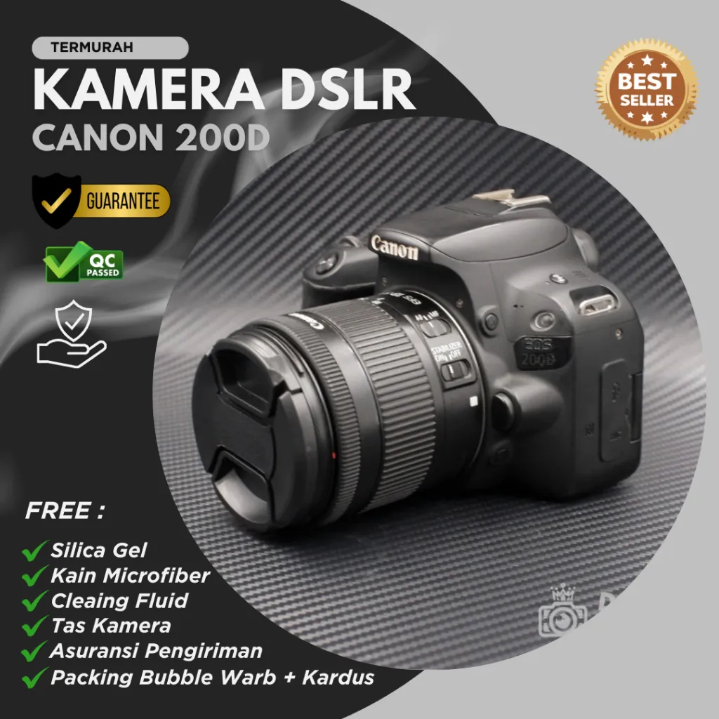 Kamera Dslr Canon EOS 200D Sudah WIFI Layar Sentuh Bisa FLIP Cocok Untuk VLOG