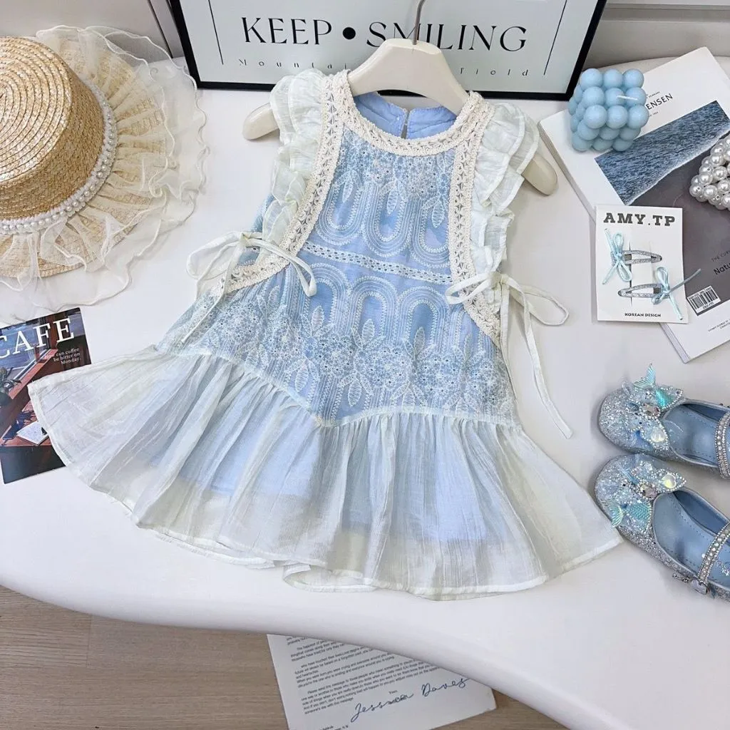 [Babydoraa] VR-01 Setelan Renda Baby Blue dan Dress Renda Baby blue Korea STYLE usia 1-8tahun