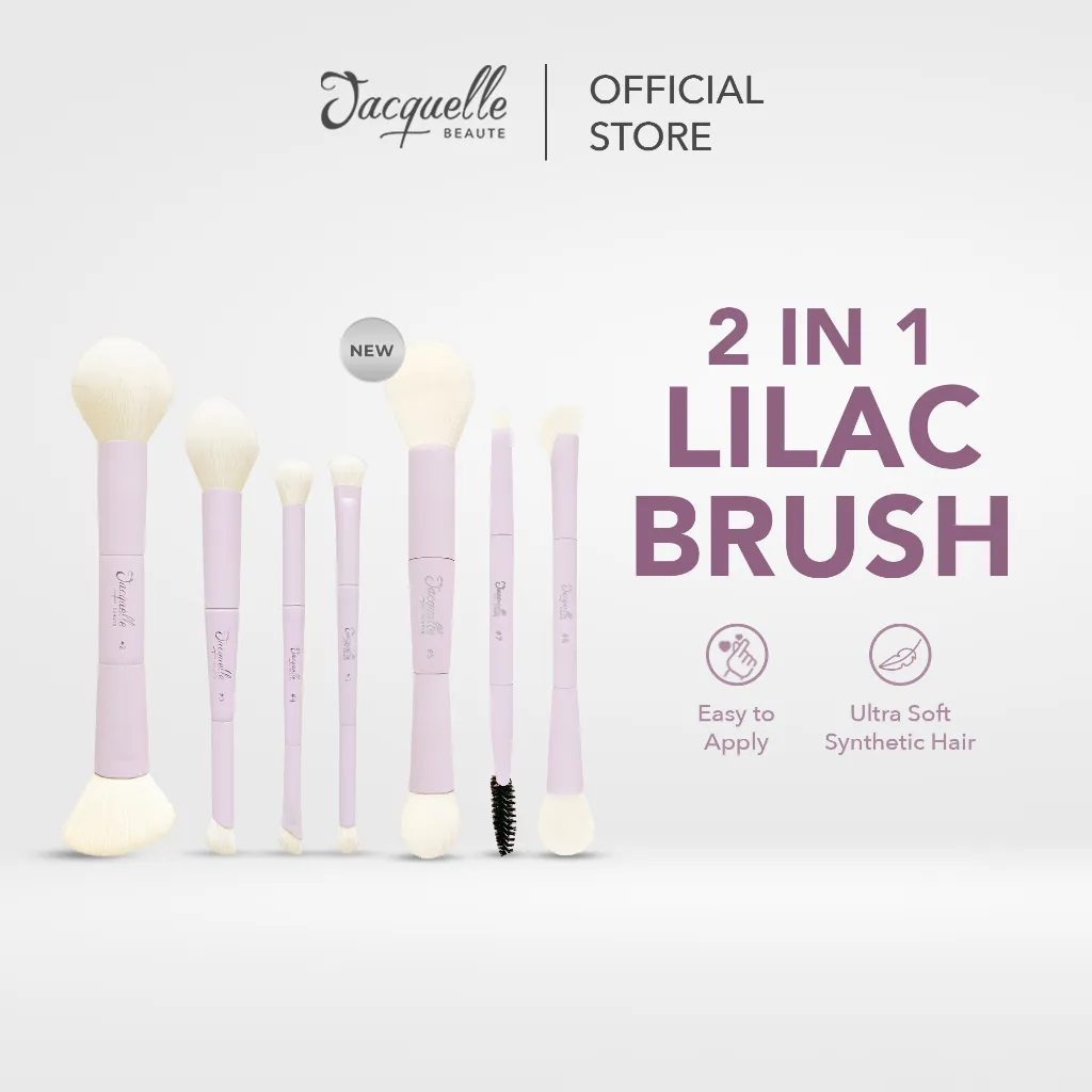 Jacquelle Lilac 2in1 Makeup Brush – Jacquelle Lilac 2in1 Kuas Makeup Multifungsi – Brush untuk Eyeshadow, Blush & Contour yang Travel Friendly