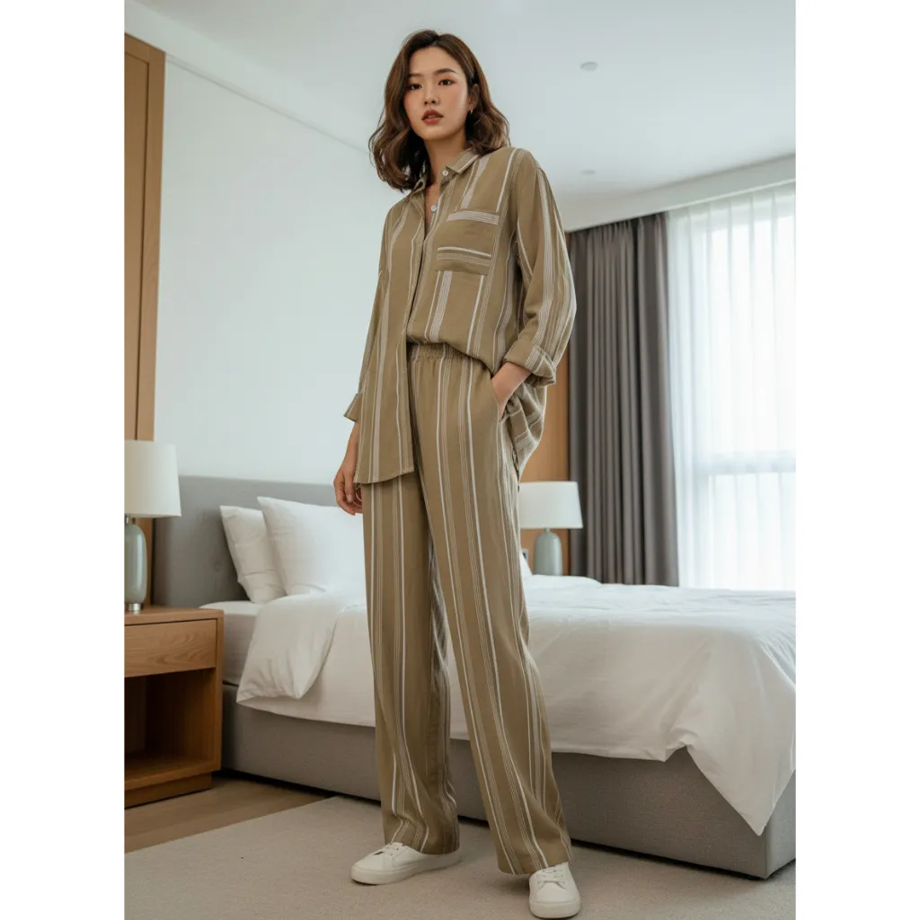 [2101001] Cammomile AF Stelan Piyama Premium Rayon tangan panjang