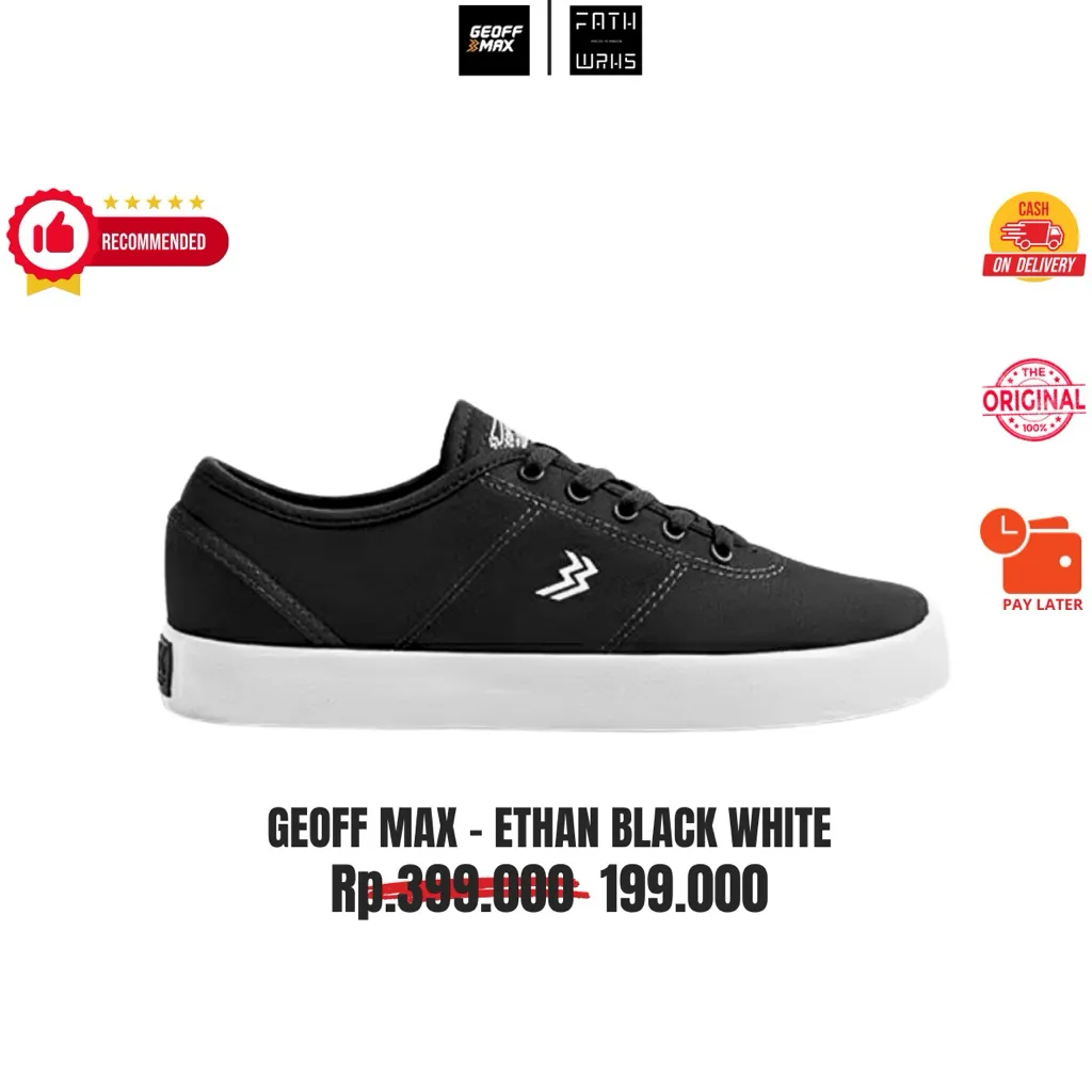 Sepatu Geoff Max Original - Ethan Black White | Sepatu Pria | Sepatu Wanita | Sepatu Unisex | Sepatu Vulcanized