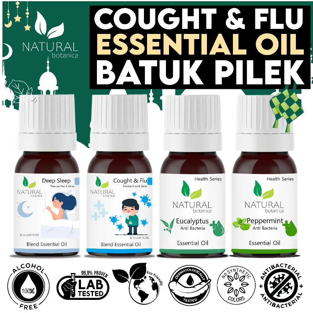 Natural Botanica Cought & Flu Essential Oil Pure Minyak Esensial Atsiri Aroma Terapi Diffuser Humidifier