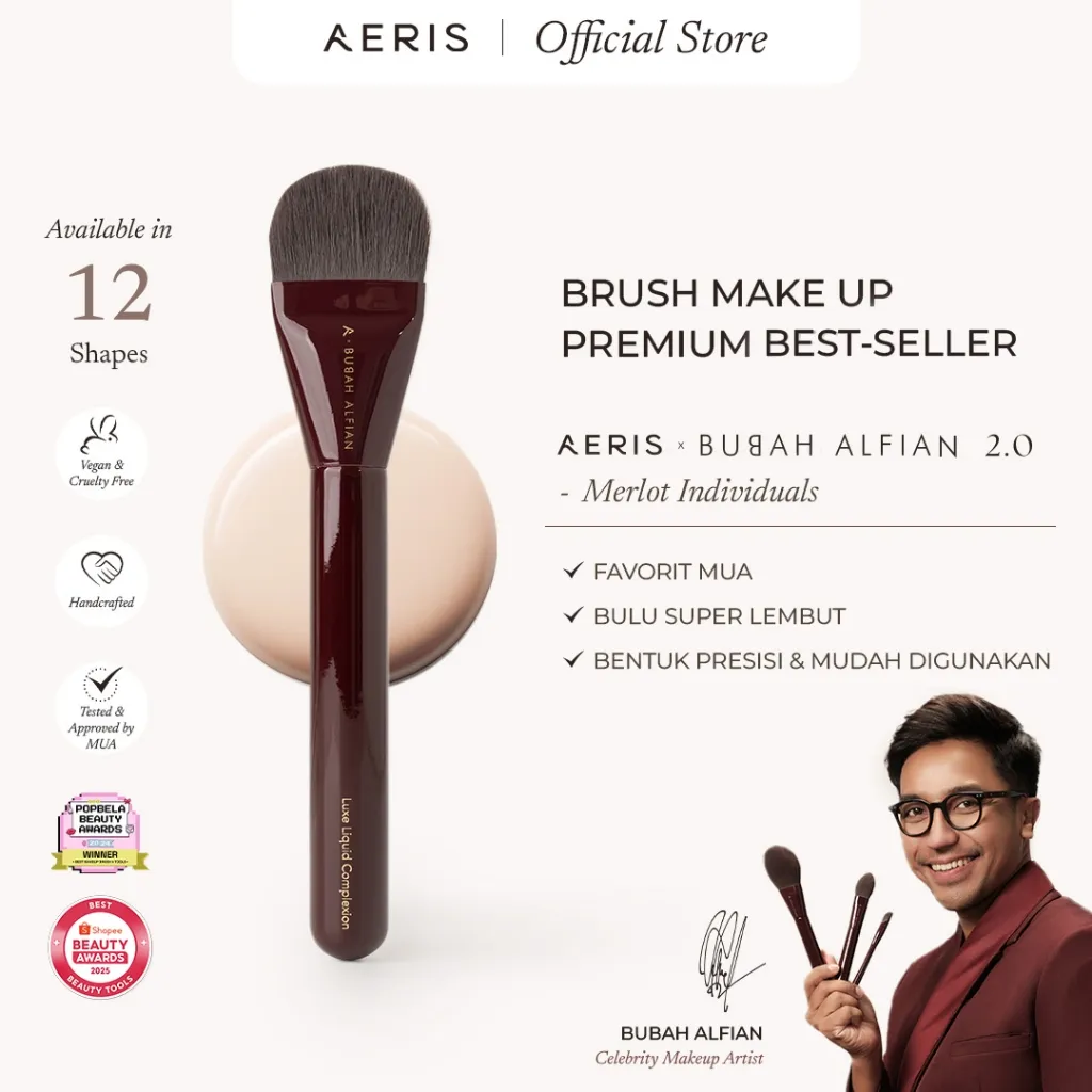 Aeris Beauté x Bubah Alfian 2.0 Merlot Single Brush | Brush Make Up Kuas Rias Lembut Premium Berkualitas Profesional MUA
