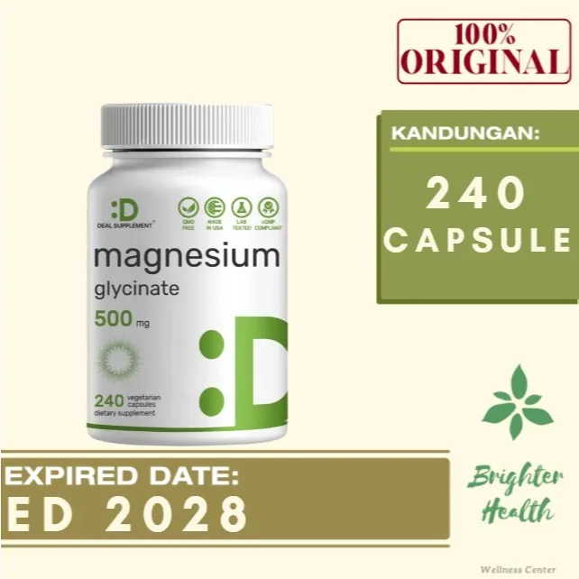 Deal Supplement Magnesium Glycinate 500mg 500 Mg 240 Veggie Capsules Eagleshine Original USA