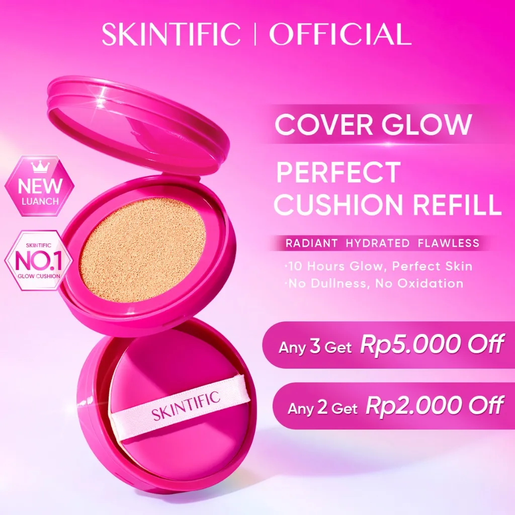 [NEW LAUNCH] SKINTIFIC GLOW & COVER PERFECT CUSHION REFILL |Radiance Glowing Cocok untuk Kulit Berminyak Berjerawat&Semua Jenis Kulit Antioxidation Dewy Flawless Oil-Control bedak padat Foundation skin tint bb cream makeup powder