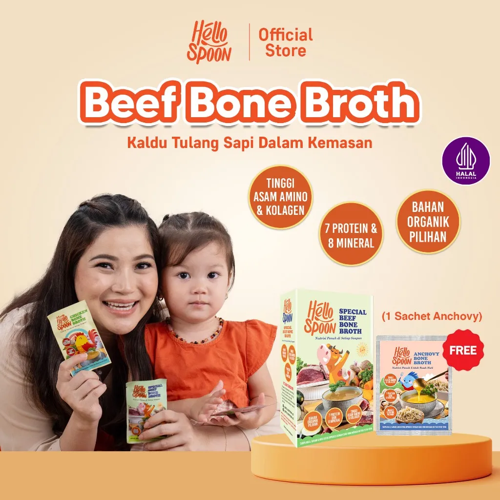 [BUY 1 GET 2] Beef Bone Broth Hello Spoon / Soup Kaldu Tulang Sapi FREE 1 Sachet Anchovy - 100% bahan alami - Tanpa MSG & Pengawet