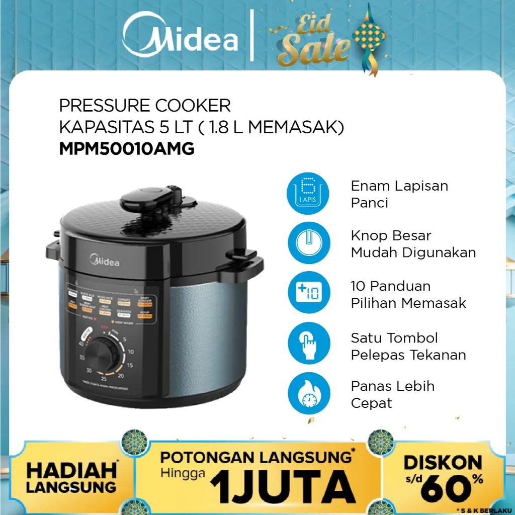 Midea Electrical Pressure Cooker - MPM50010AMG - 6 Layer Inner Pot / 11 in 1