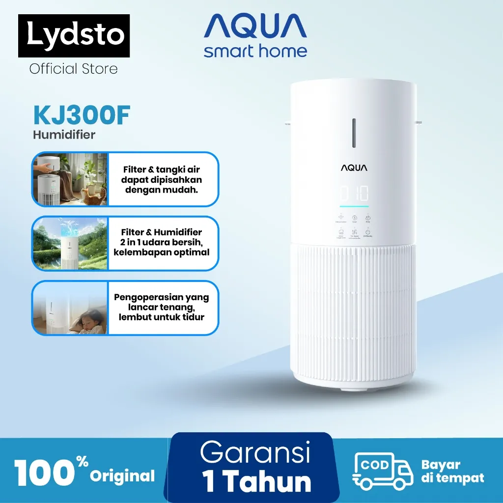 AQUA Smart Air Purifier KJ300F | Sirkulasi 360° | Koneksi Wifi Jangkauan 36m² | Mesin pemurni udara dan pelembap udara dalam satu alat