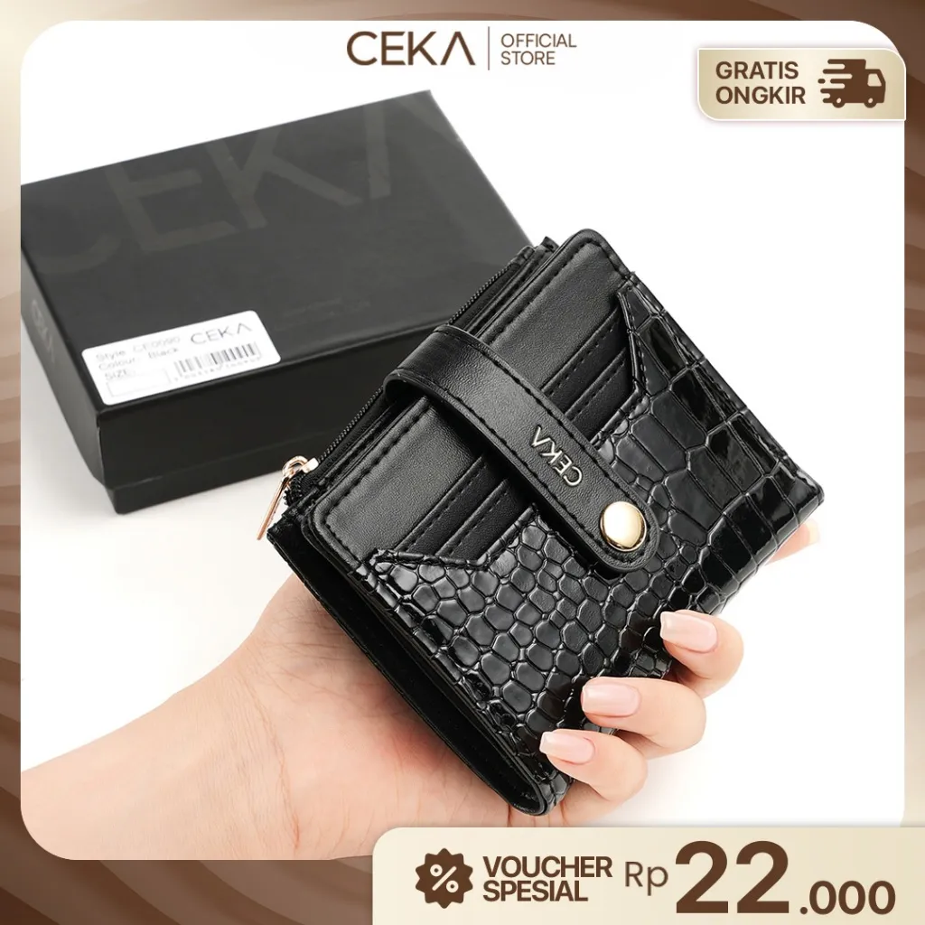 CEKA Dompet Wanita Dompet Lipat Wanita Tas Wanita Kartu Dompet Mini Cewek Card Holder Kecil Kekinian Kulit Croco - Fenne Wallet