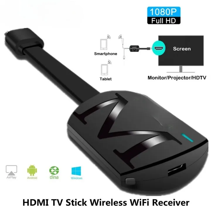 Miracast HDMI Dongle WiFi 1080P AnyCast Airplay DLNA AM825X 2.4GHz Screen Mirroring Android iOS TV Adapter Streaming Display Accessories