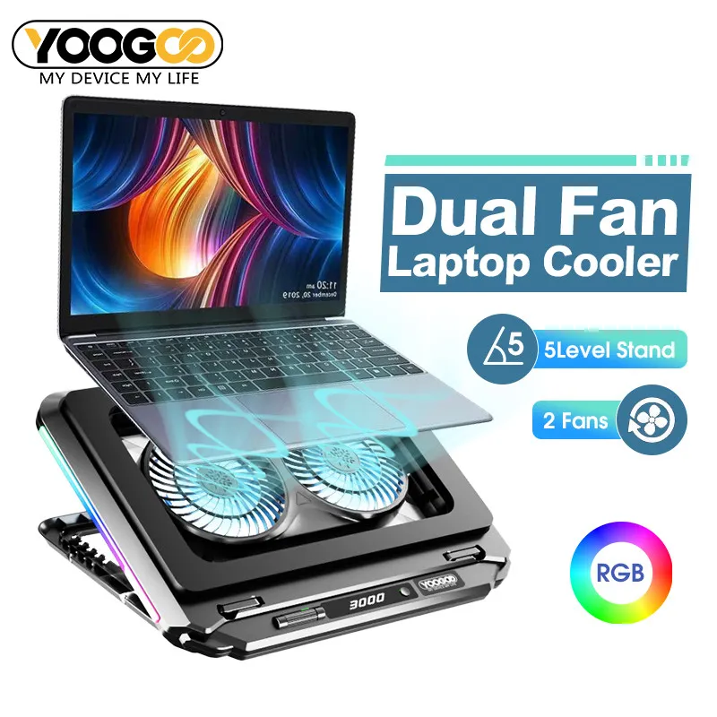 YOOGOO D17 Laptop Cooler RGB Lighting Adjustment Coolingpad Turbo Compressed Air