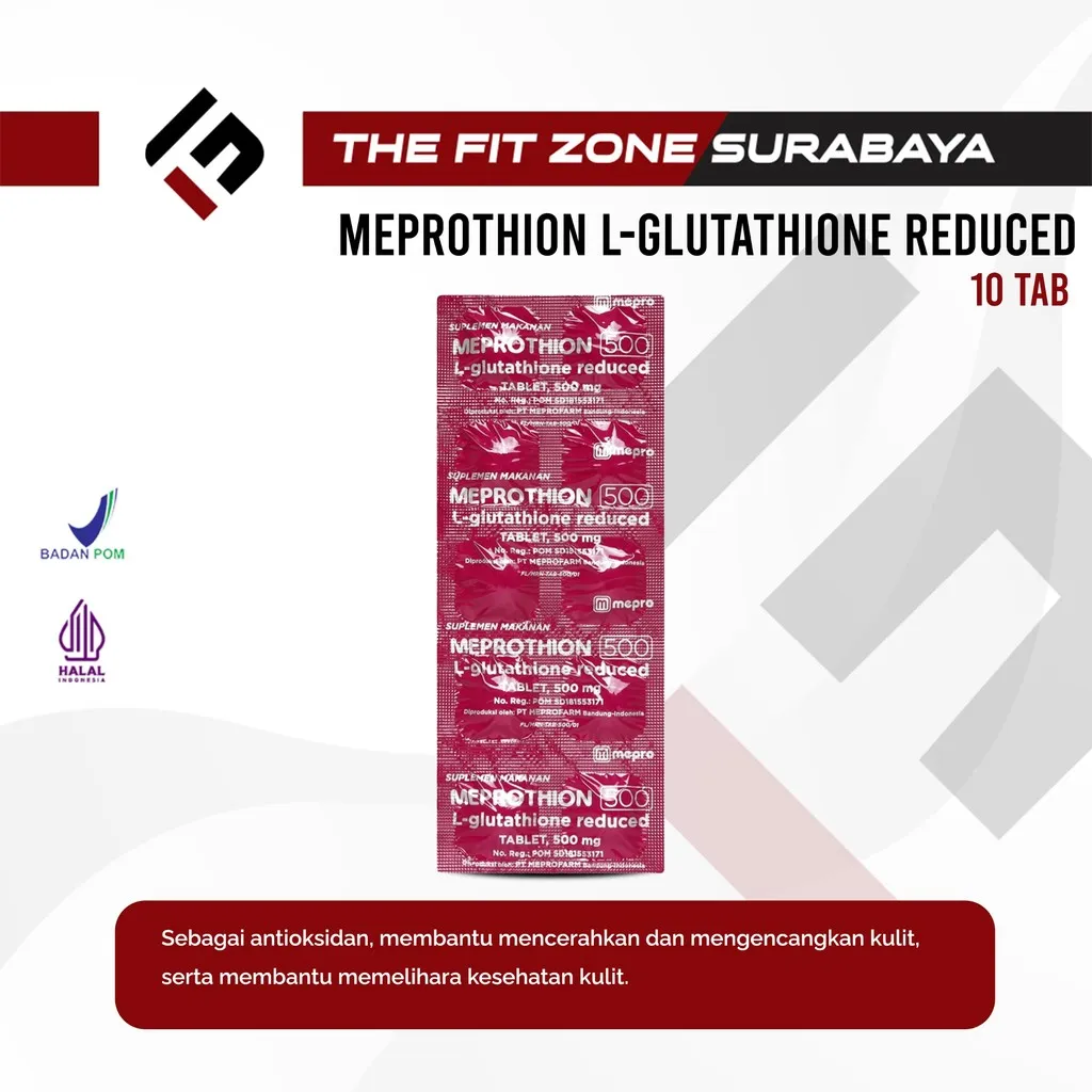 Meprothion 500mg 1 Strip @10 Tablet L-Glutathione Suplemen Kecantikan Kesehatan Kulit