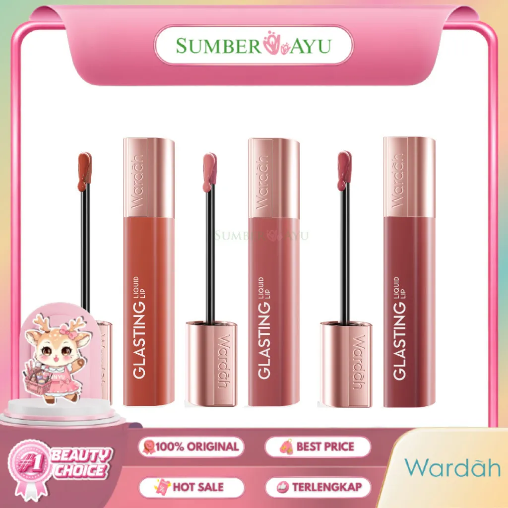 SUMBER AYU | WARDAH Glasting Liquid Lip - Hi-Pigmented Glass Color, Ringan, Tidak Lengket, Transferproof Liptint Lip Stain Lipgloss Lipstik Lip Tint Lip Matte Lipstick Lipcream Lip Cream Glossy Lip Longlasting Waterproof Tahan Lama Makeup