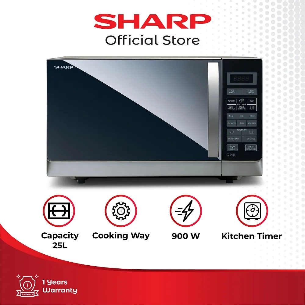 Sharp Microwave Oven Compact Grill 25 Liter - R-728(S)-IN