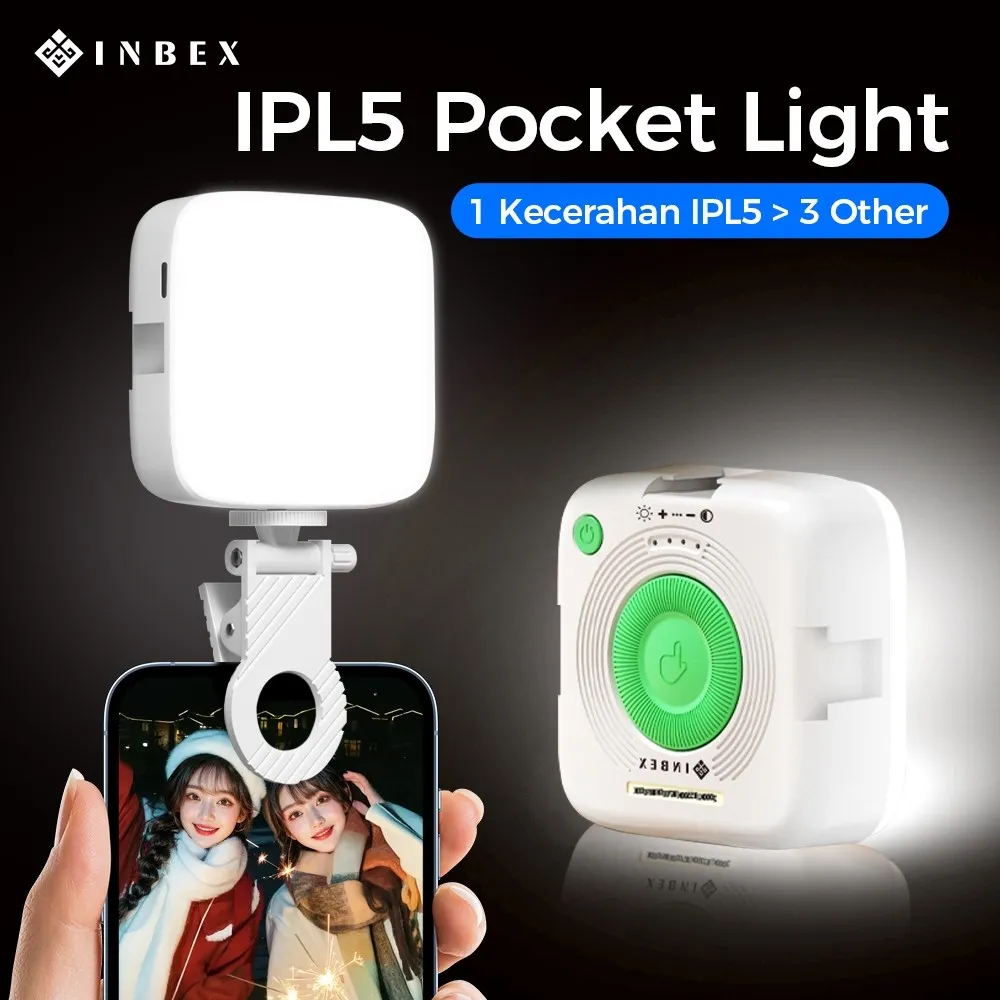 INBEX IPL5 Pocket Ring light Mini Led Lighting Konten Portable Selfie Light Clip Handphone Video Camera Lampu